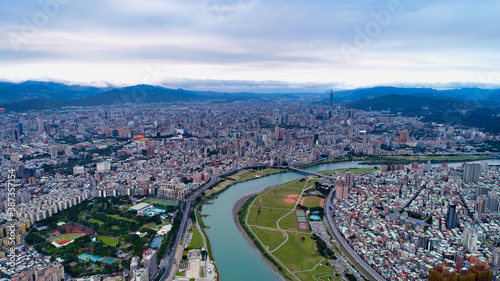 January 14, 2018, Aerial view of downtown Taipei, Taiwan.