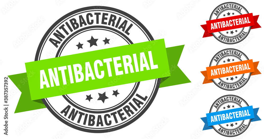 antibacterial stamp. round band sign set. label antibacterial stamp. round band sign set. label