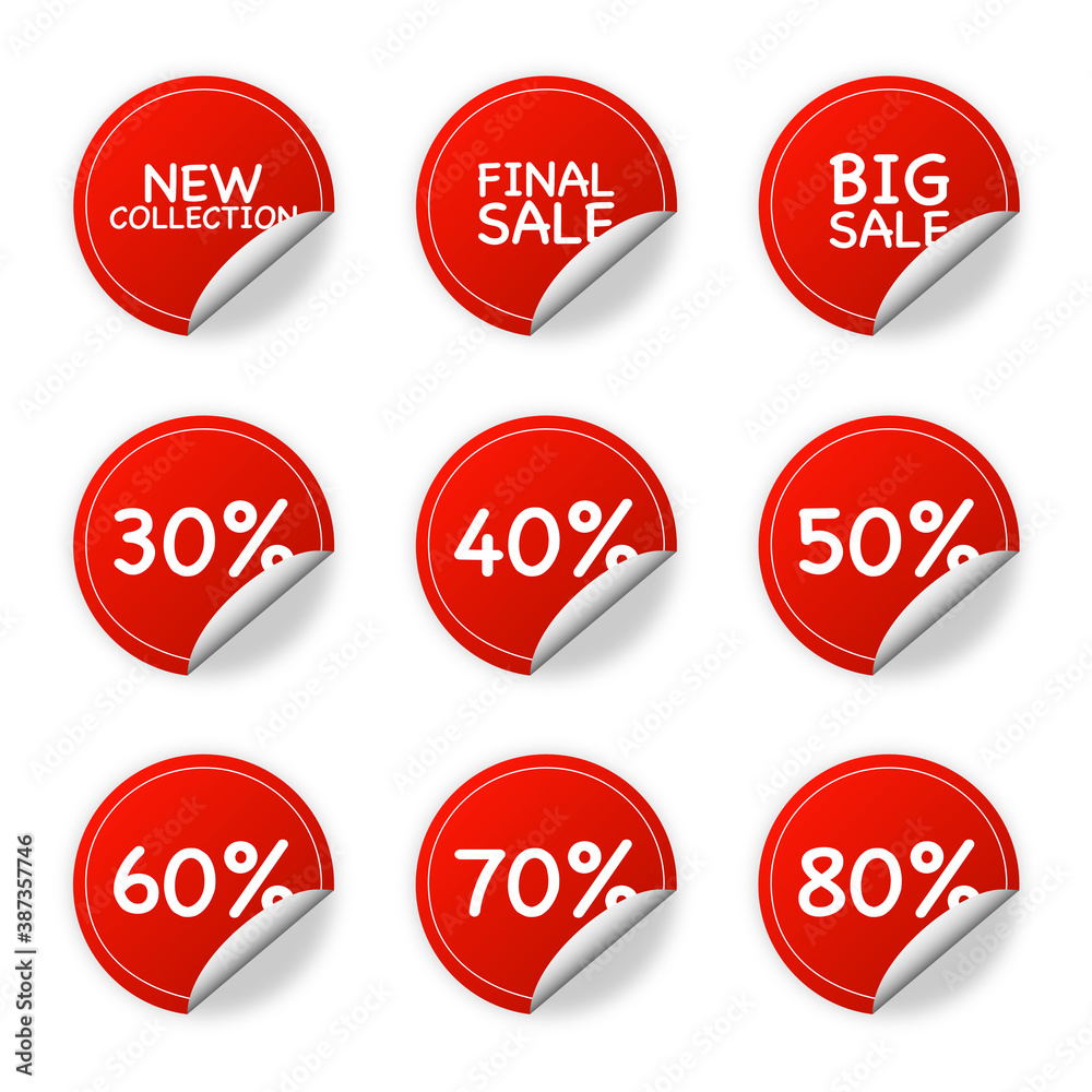 Big Sale vector stickers on red background Big Sale vector stickers on red background