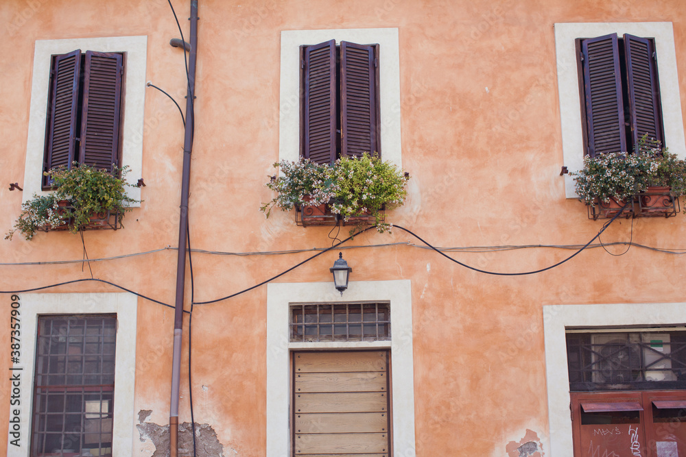 Facade of old house in Rome