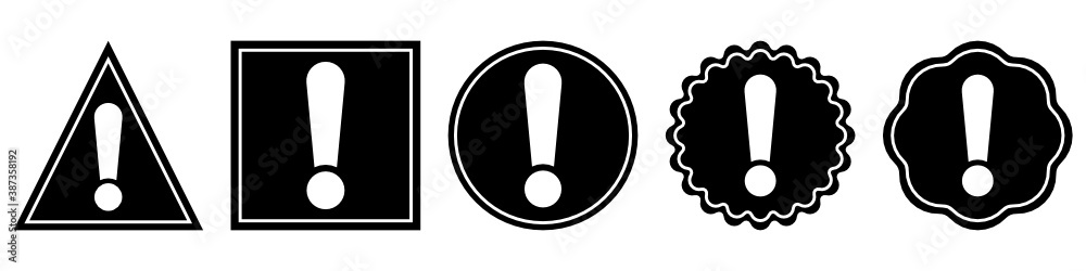Set of black exclamation point. Vector symbols Set of black exclamation point. Vector symbols
