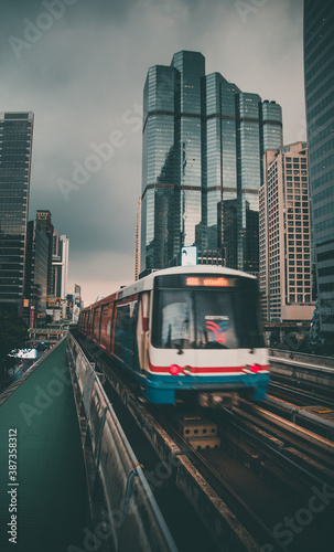 Photography Chong Nonsi skywalk arch bridge at sky train station BTS in Sathorn business dis
