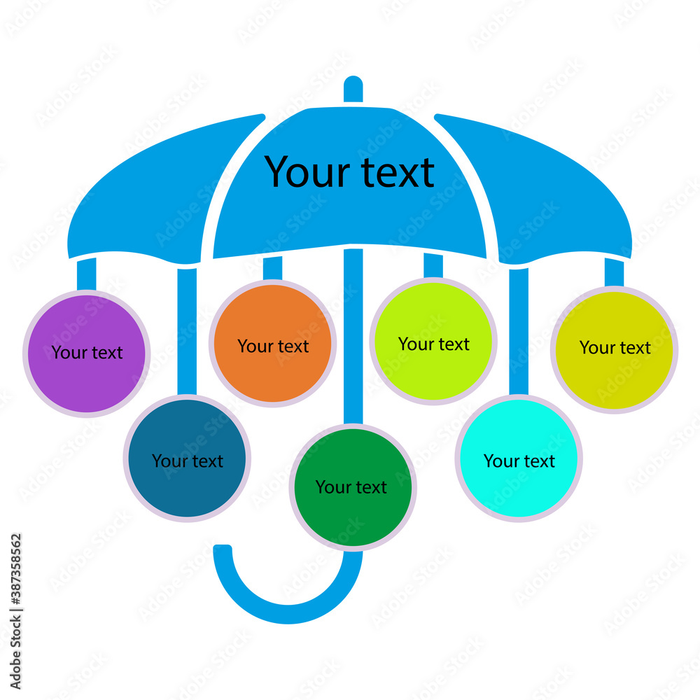 Umbrella strategy template infographic. Flat style vector illustration