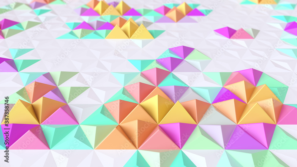 Abstract geometric bright tech pattern. 3D render