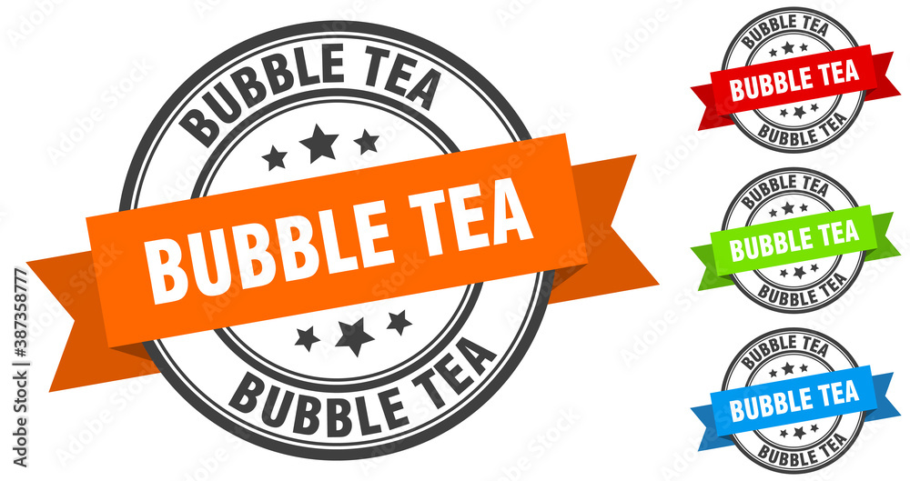 bubble tea stamp. round band sign set. label