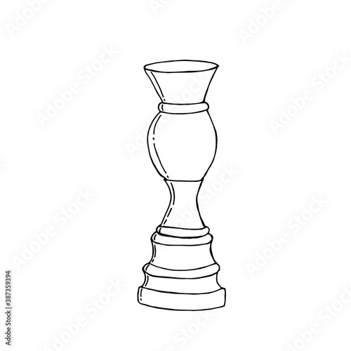 Candlestick without candle hand drawn in doodle style. Outline.