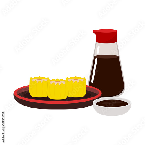 Shumai vector. Shumai on white background. Shumai is Chinese food.