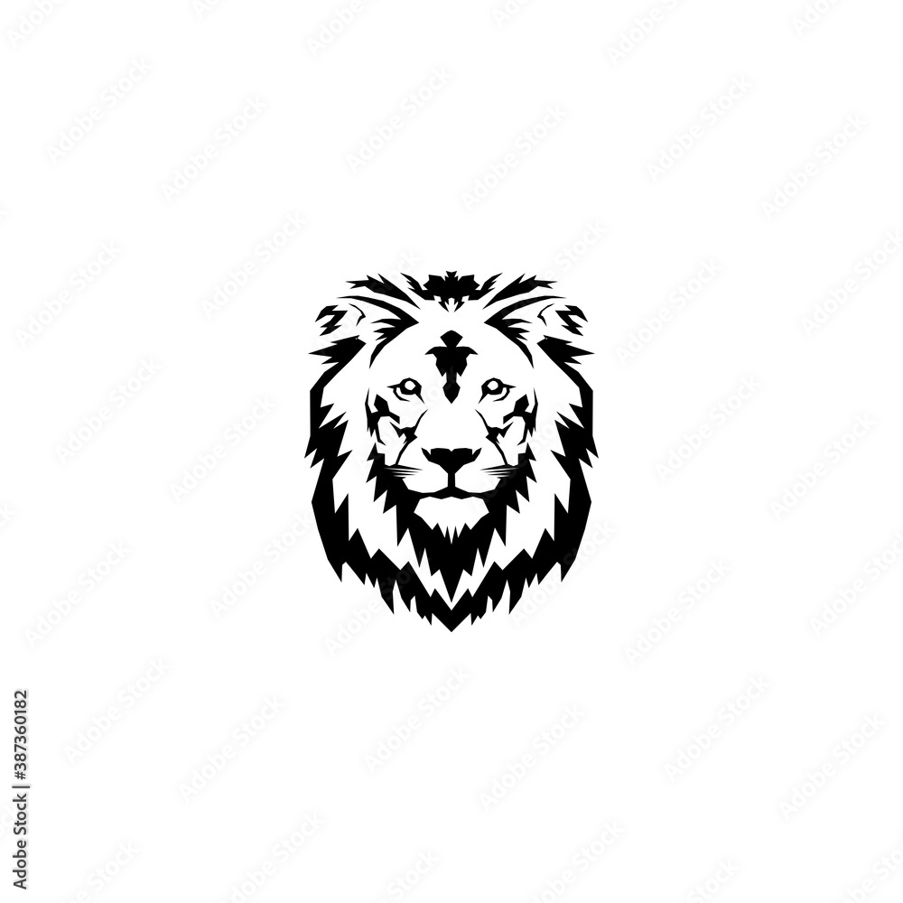 head of lion in black isolated white. vector design inspiration for logo identity