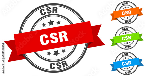 csr stamp. round band sign set. label