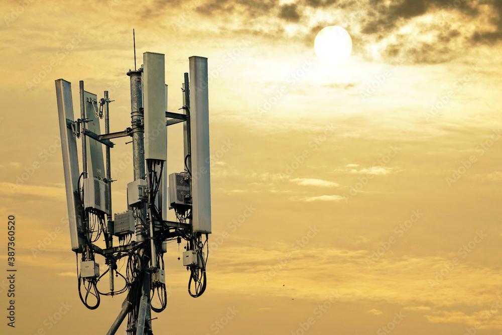 4G and 5G cellular. Macro Base Station or Base Transceiver Station. tower