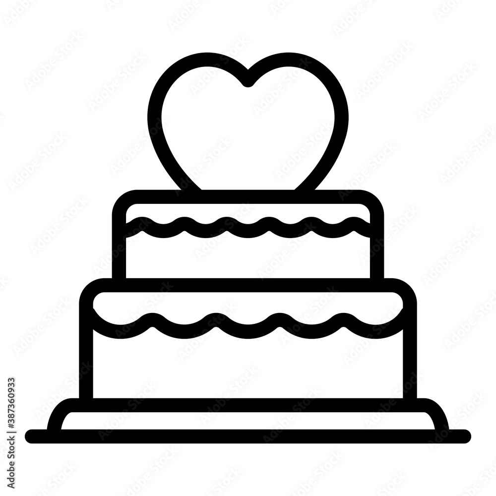 Valentines day cake icon. Outline valentines day cake vector icon for web design isolated on white background Valentines day cake icon. Outline valentines day cake vector icon for web design isolated on white background