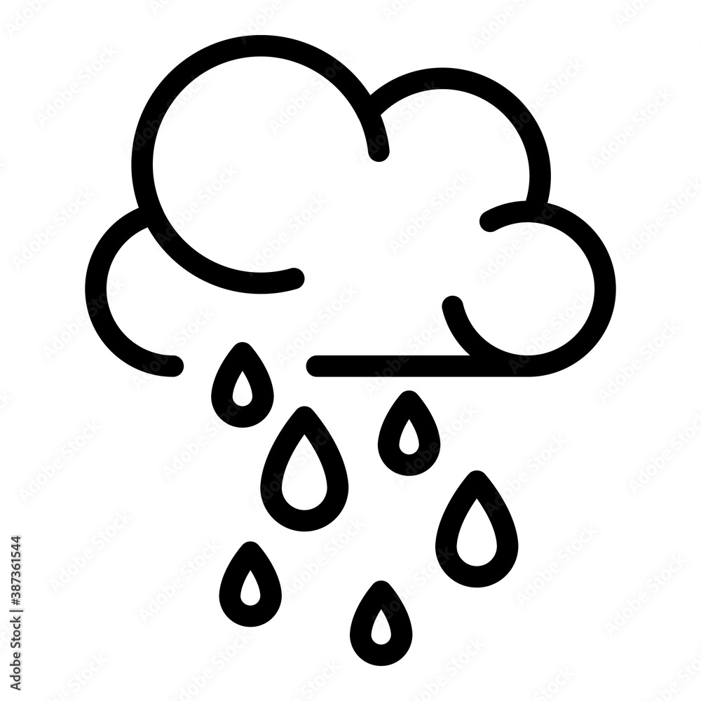 Rainy cloud icon. Outline rainy cloud vector icon for web design isolated on white background Rainy cloud icon. Outline rainy cloud vector icon for web design isolated on white background