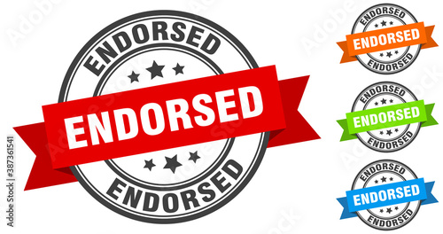 endorsed stamp. round band sign set. label