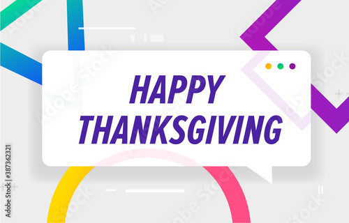 HAPPY THANKSGIVING in design banner. vector template for web, print, presentation . Simple banner with minimal phrase. Trendy flat geometric print. Creative vector stock decoration.