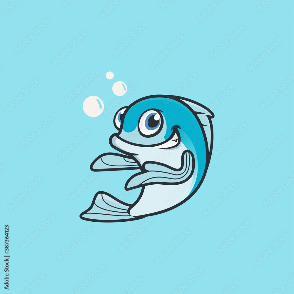 Funny blue fish mascot character logo vector illustration Funny blue fish mascot character logo vector illustration