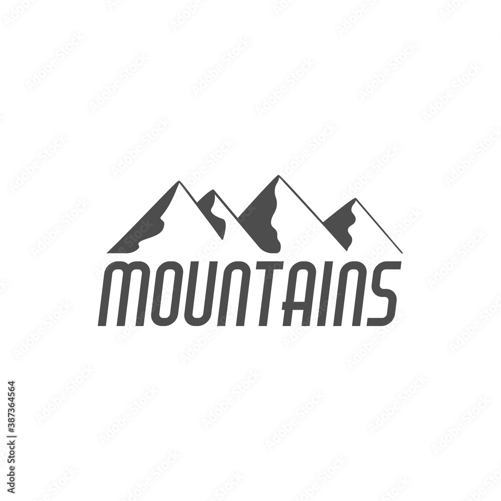 Hand drawn mountain badge. Wilderness old style typography label. Minimalistic line design . Retro mountain logo design. Inspirational vintage hipster brand design.