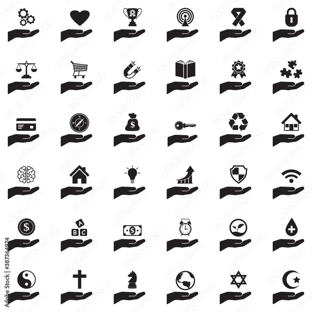 Hand Icons. Black Flat Design. Vector Illustration. Hand Icons. Black Flat Design. Vector Illustration.