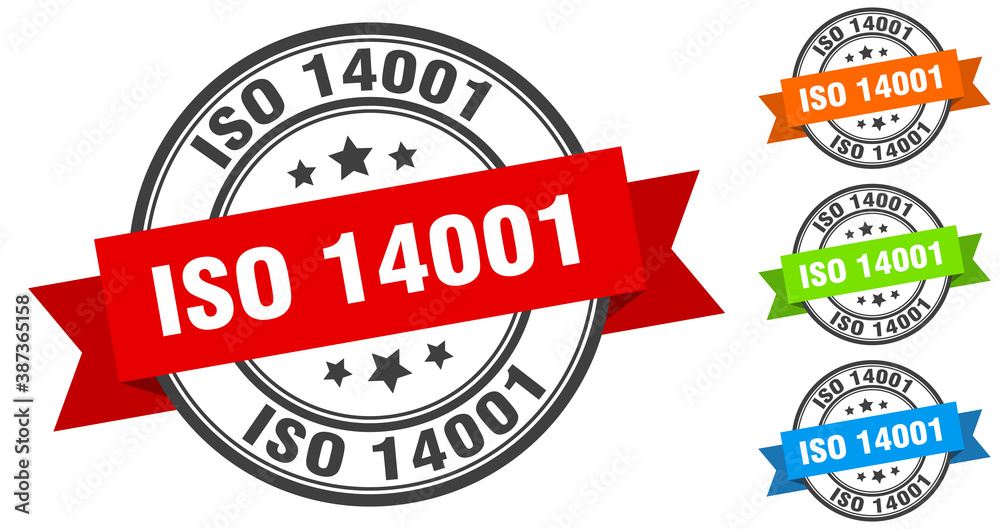 iso 14001 stamp. round band sign set. label