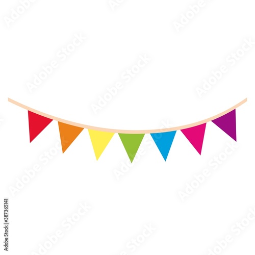 Party flags for decoration on white background