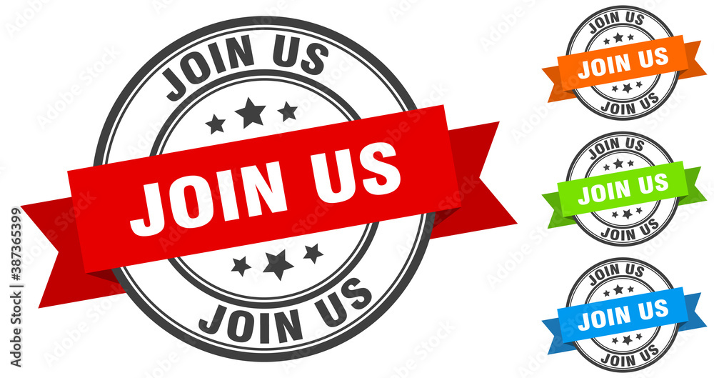Obraz premium join us stamp. round band sign set. label