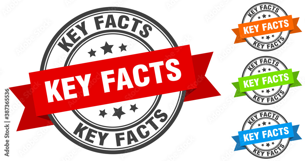Obraz premium key facts stamp. round band sign set. label