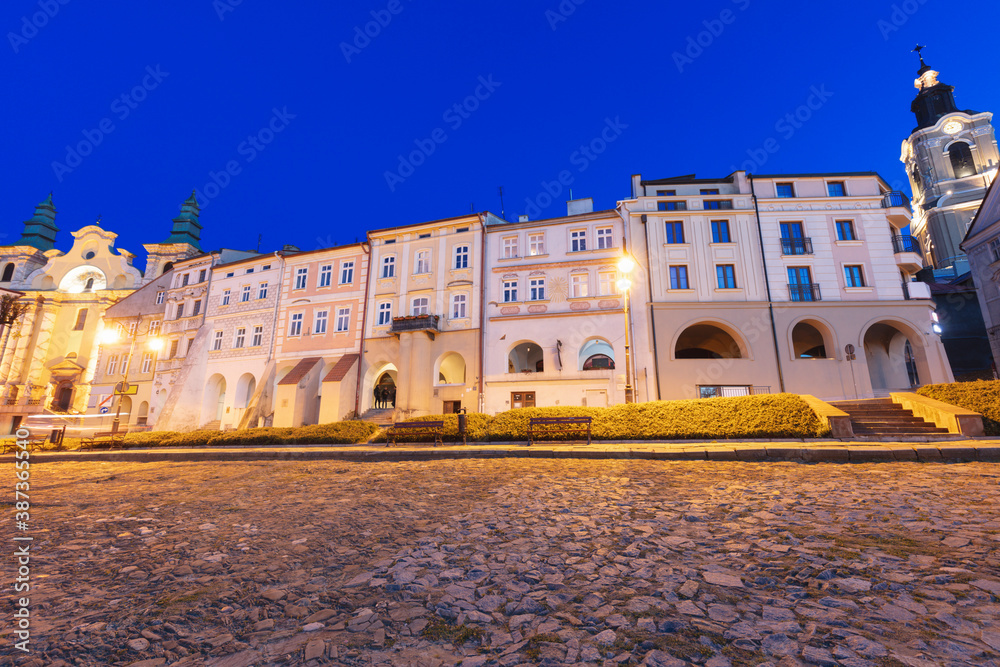 Old town of Przemysl at evening