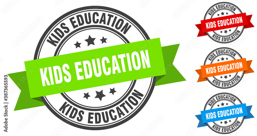 Obraz premium kids education stamp. round band sign set. label