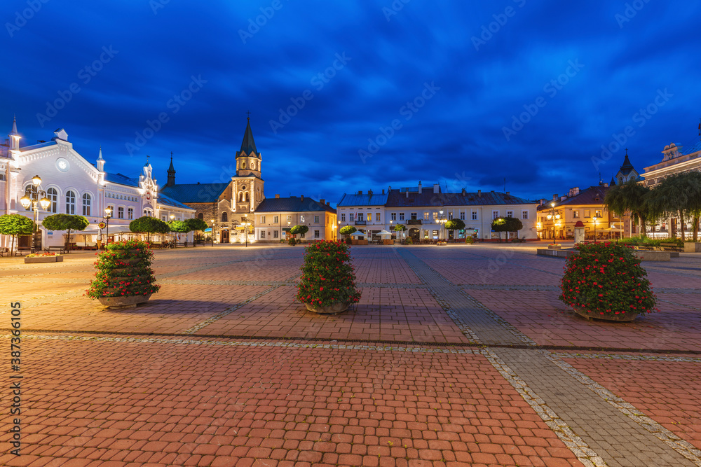 Obraz premium Sanok main square at evening