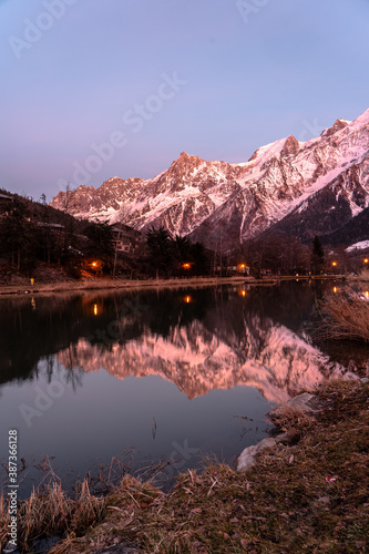 lake and alps mountan with snow sunset © Raul