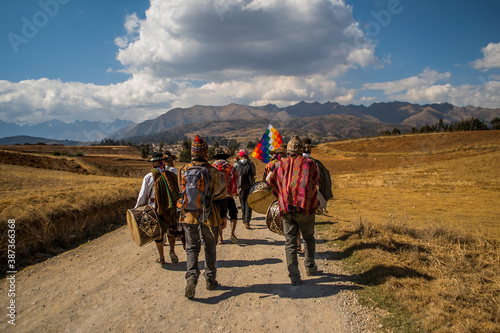 This moment was captured in July 2019, march of Sikuris musicians in Chinchero - Cusco.  photo
