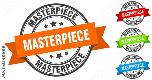 masterpiece stamp. round band sign set. label