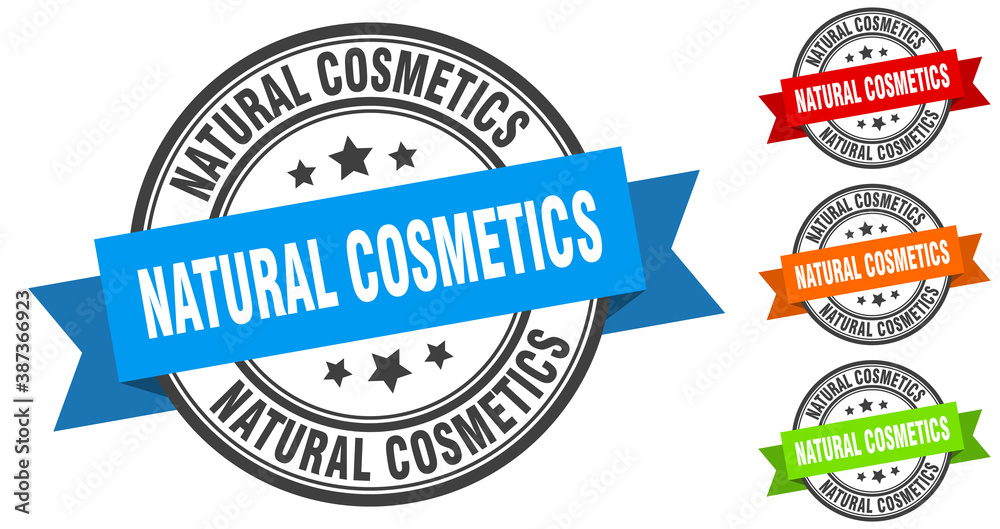 natural cosmetics stamp. round band sign set. label natural cosmetics stamp. round band sign set. label