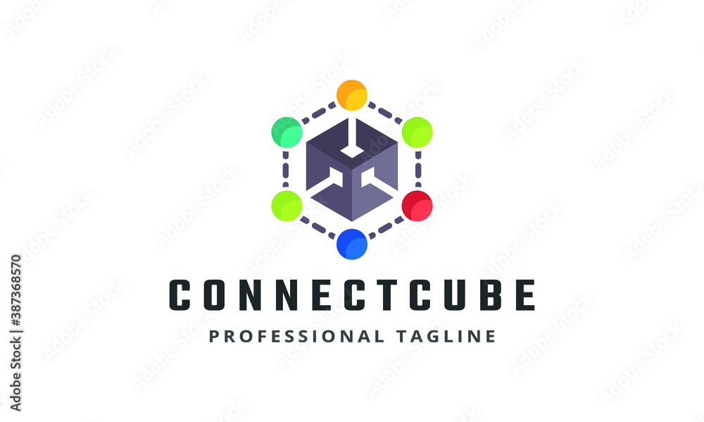 Connect Cube Vector Logo Template