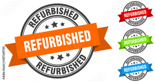 refurbished stamp. round band sign set. label