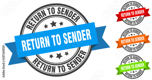 return to sender stamp. round band sign set. label