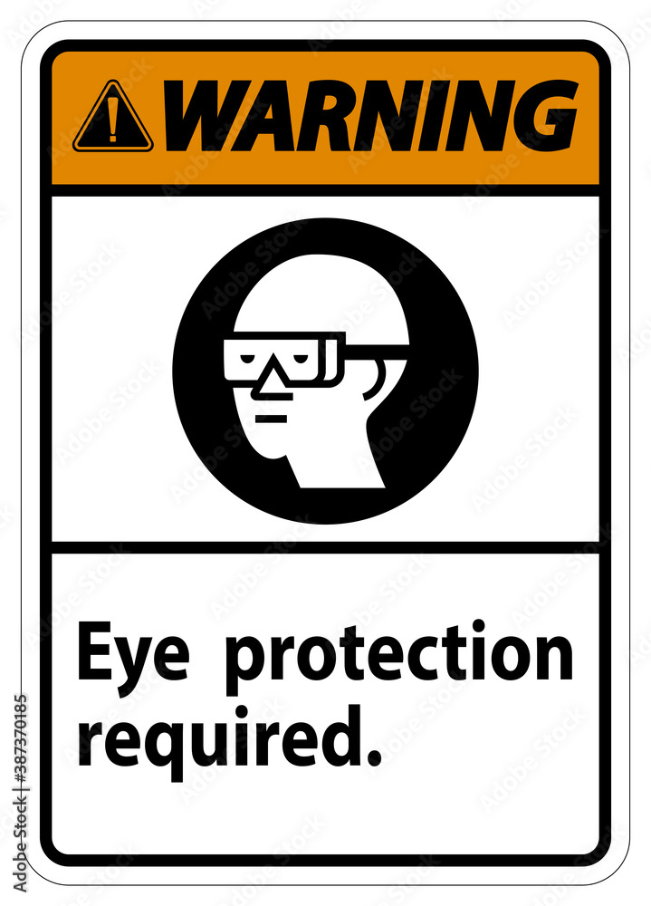 Warning Sign Eye Protection Required Symbol Isolate on White Background Warning Sign Eye Protection Required Symbol Isolate on White Background