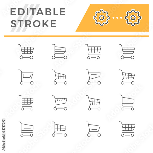 Set line icons of shopping cart