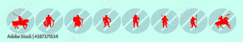 set of knight warrior or templar design template with various models. vector illustration isolated on blue background