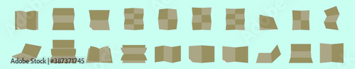 set of folded and flipped paper sheets with various models. vector illustration isolated on blue background