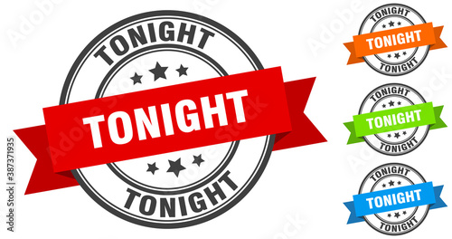tonight stamp. round band sign set. label