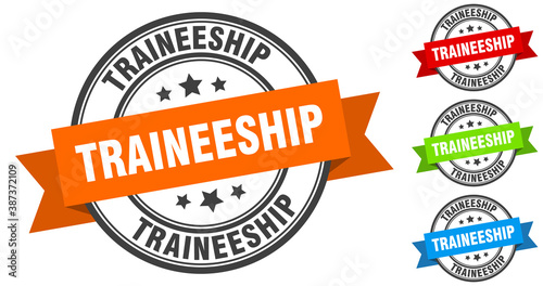 traineeship stamp. round band sign set. label