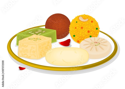 Indian Sweets or Mithai Like Rasgulla,Kalakand,Gulab jamun,Halwa,Sandesh,Laddu