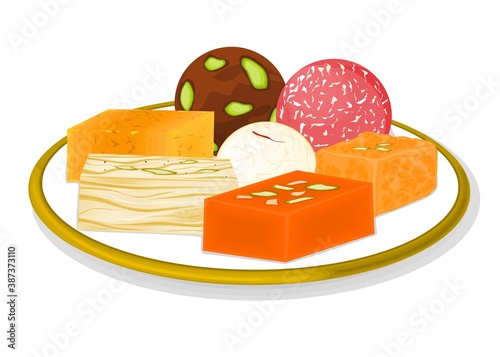 Indian Sweets or Mithai Like Kalakand,Halwa,Soan Papdi,Rasgulla,Laddu,mysore pak