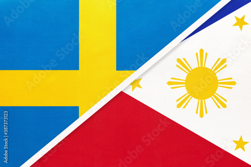 Sweden and Philippines, symbol of national flags from textile.