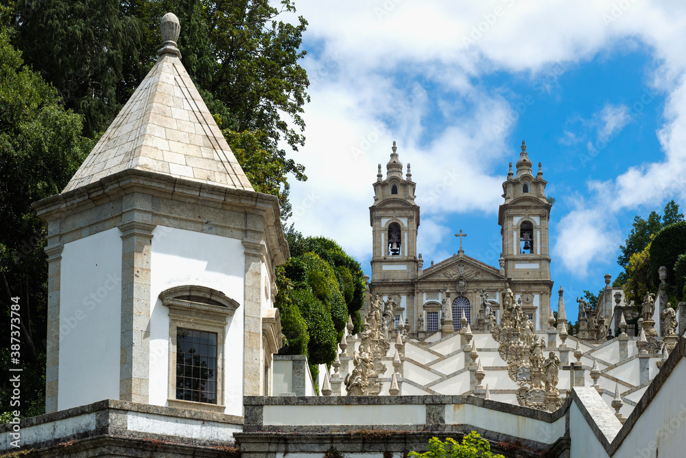 Santuario do Bom Jesus do Monte, Good Jesus of the Mount sanctuary, Church and staircase of the Five Senses, Tenoes, Braga, Minho, Portugal