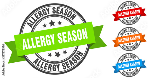 allergy season stamp. round band sign set. label