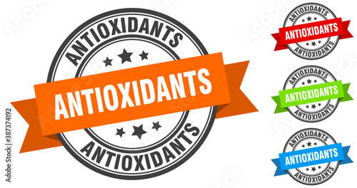antioxidants stamp. round band sign set. label