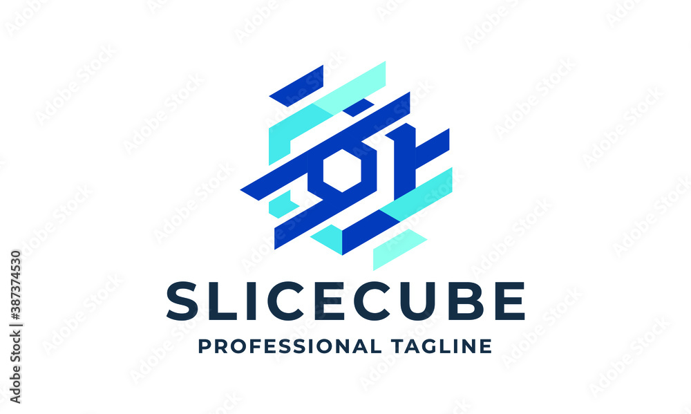 Slice Cube Vector Logo Template