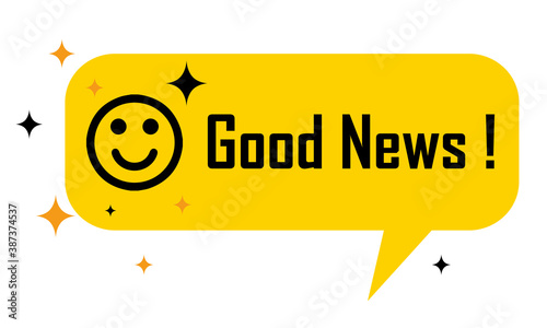 good news in yellow dialog bubble and stars