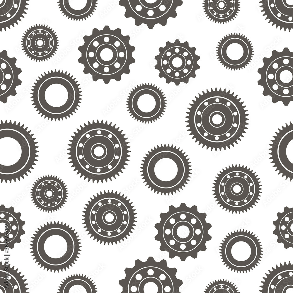 Gears seamless pattern. Vector drawing of factory gear wheels. Mechanical gear. The image of the gear. Gears seamless pattern. Vector drawing of factory gear wheels. Mechanical gear. The image of the gear.